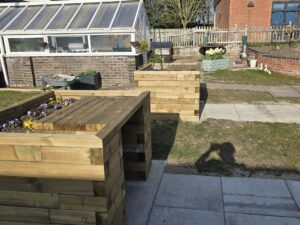 a photo of the garden's planters