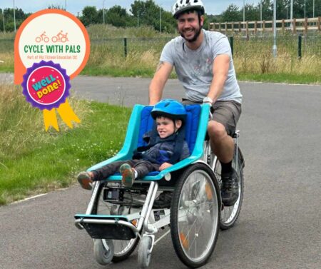 Cycling with child in wheelchair