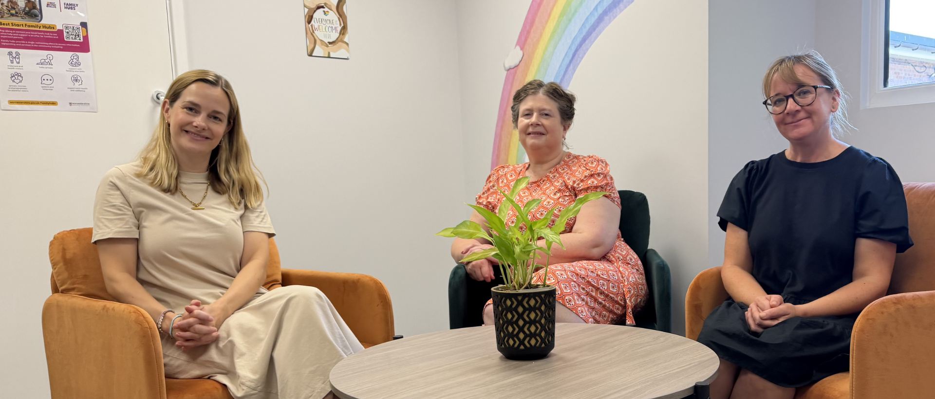 • The Rainbow Room picture (from left to right): Louise Moriarty - Family Hub Practitioner, Lee Stacey - Business Support Officer, Ileana Monaghan - Family Hub Navigator.