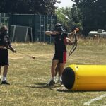 Pupils during archery tag at Hanley High School